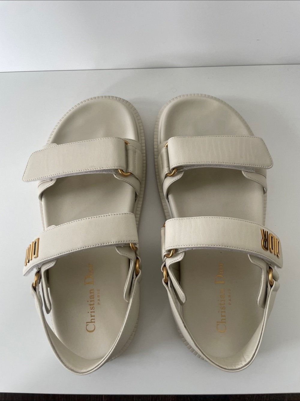 Dior Dioract Cream Leather Sandals size 38.5 - Picture 7 of 9